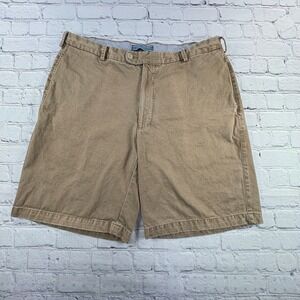 Peter Millar Shorts Mens 36 Khaki Good Pima Cotton Flat Front Chino Golf